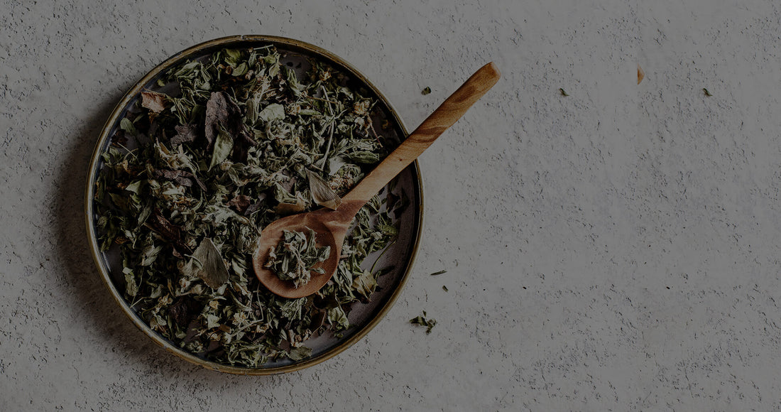 Organic Assam green tea leafs